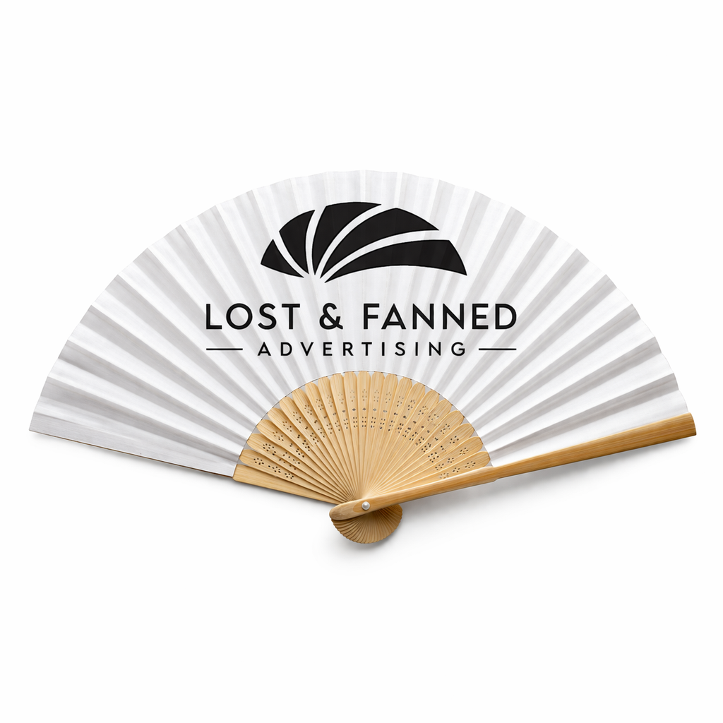 Lost & Fanned branded folding fan